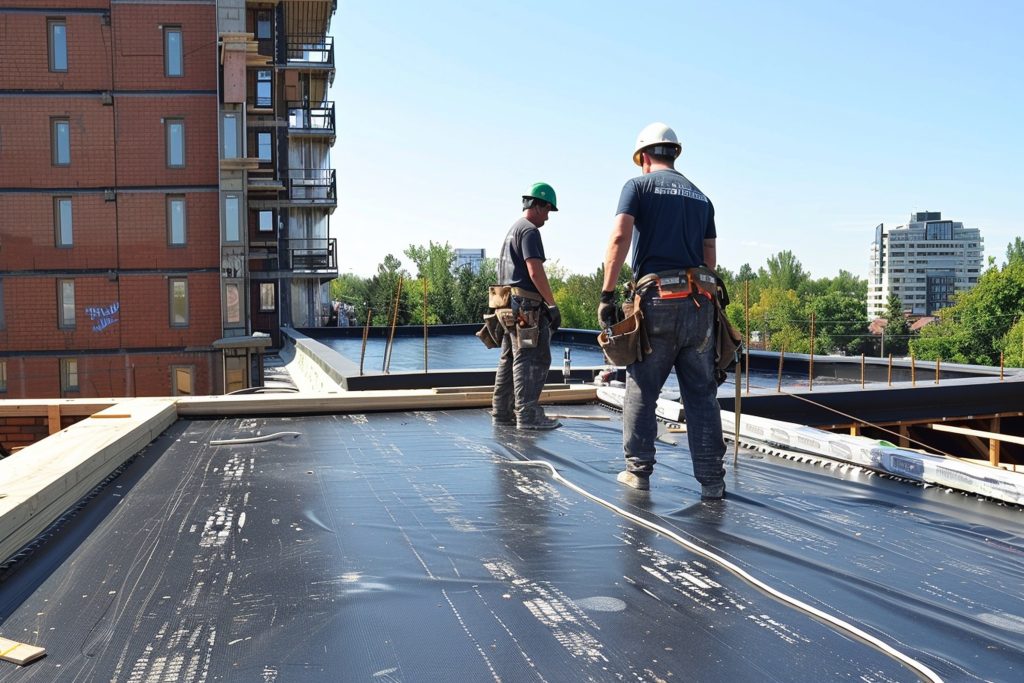 Flat roofing felt installation